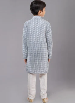 Grey Georgette Embroidery Kids Kurta Pyjama Party Wear -C Bazaar Shop grey georgette embroidery kids kurta pyjama kdbkvs823 b