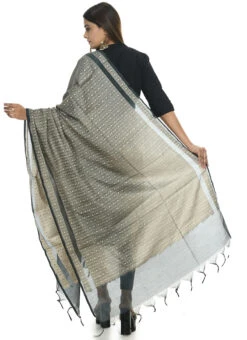 Grey Handloom Cotton Weaving Work Dupatta Work Wear -C Bazaar Shop grey handloom cotton weaving work dupatta dpdmimfd059 b