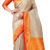 Grey Kanjivaram Silk Zari Woven Work Saree Festive Wear