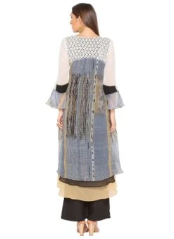 Grey Kurta Palazzo Set After Six Wear -C Bazaar Shop grey kurta palazzo set krsmnc2079 b