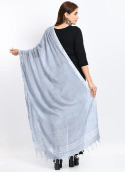 Grey Linen Cotton Dupatta Work Wear -C Bazaar Shop grey linen cotton dupatta dpdmimfd167 b