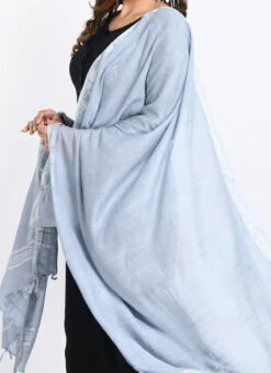 Grey Linen Cotton Dupatta Work Wear