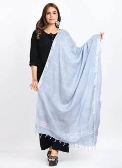 Grey Linen Cotton Dupatta Work Wear -C Bazaar Shop grey linen cotton dupatta dpdmimfd167 u