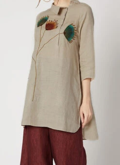 Grey Linen Kurta Palazzo Set Work Wear