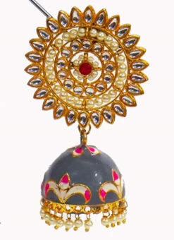 Grey Meenakari Jhumka Party Wear
