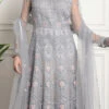 Grey Net Embroidered And Stones Gown Party Wear