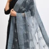 Grey Organza Cotton Chikankari Embroidery Dupatta Work Wear