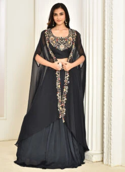 Grey Pure Silk Hand Work A Line Lehenga Party Wear -C Bazaar Shop grey pure silk hand work a line lehenga ghksg4325 u