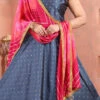 Grey Taffeta Embroidered Gown Party Wear
