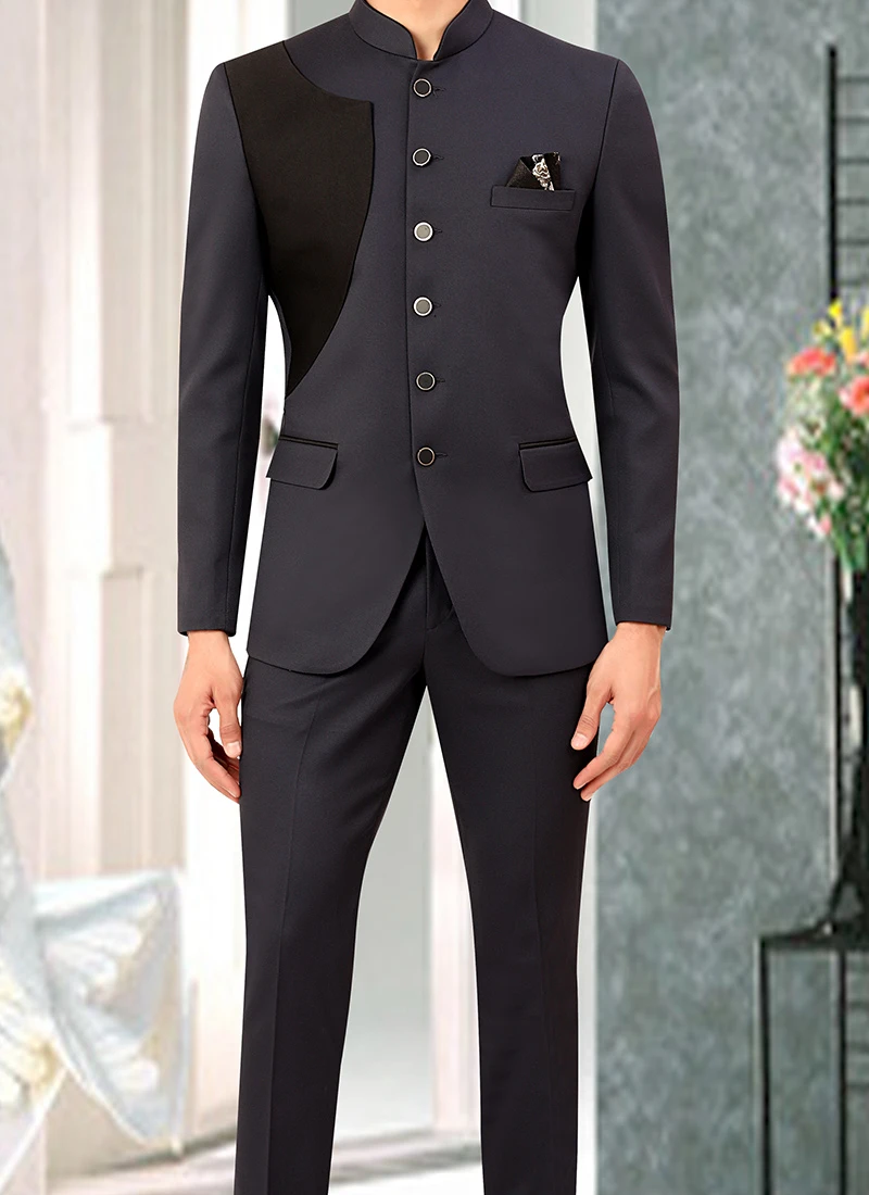 Grey Terry Rayon Bandhgala Suit 1 Grey Terry Rayon Bandhgala Suit