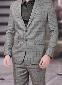 Grey Terry Rayon Lapel Suit