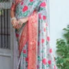 Grey Tissue Silk Zari Saree Festive Wear