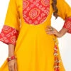 Haldi Yellow Rayon Bandhini Printed Kurta Churidar Set Work Wear