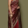 Hand Work Maroon Color Kanjivaram Silk Saree Festive Wear