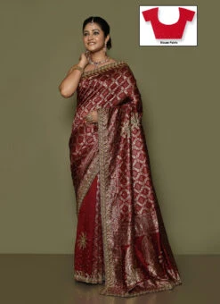Hand Work Maroon Color Kanjivaram Silk Saree Festive Wear -C Bazaar Shop hand work maroon color kanjivaram silk saree sadsf4895 u