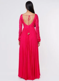 Hot Pink Pure Chinon Silk Hand Embroidery Anarkali Suit Party Wear -C Bazaar Shop hot pink pure chinon silk hand embroidery anarkali suit sldvcsvak202 b