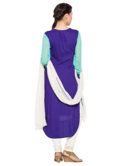 Indigo Blue N Off White Asymmetrical Anarkali Leisure Wear -C Bazaar Shop indigo blue n off white asymmetrical anarkali slmnc1577skd b