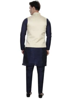 Ivory Art Silk Jacquard Nehru Jacket -C Bazaar Shop ivory art silk jacquard nehru jacket jmkmdc611 b