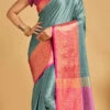 Jacquard Woven Work Pink Color Litchi Soft Silk Saree Party Wear