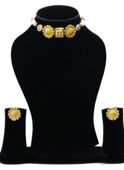 Kundan Geometric Necklace Set Party Wear -C Bazaar Shop kundan geometric necklace set jyddrj100912h b