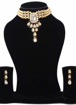 Kundan White Chokar Set Party Wear 5 Kundan White Chokar Set Party Wear -C Bazaar Shop kundan white chokar set jynsddrj9731h b