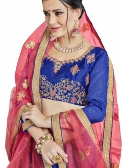Lapis Blue Bangalori Silk Embroidered A Line Lehenga Party Wear 7 Lapis Blue Bangalori Silk Embroidered A Line Lehenga Party Wear -C Bazaar Shop lapis blue bangalori silk embroidered a line lehenga ghssit229101 b