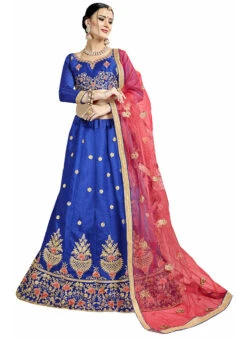 Lapis Blue Bangalori Silk Embroidered A Line Lehenga Party Wear 6 Lapis Blue Bangalori Silk Embroidered A Line Lehenga Party Wear -C Bazaar Shop lapis blue bangalori silk embroidered a line lehenga ghssit229101 u