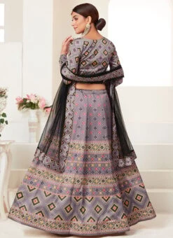 Lavender Ajmer Silk Printed Umbrella Lehenga Party Wear 7 Lavender Ajmer Silk Printed Umbrella Lehenga Party Wear -C Bazaar Shop lavender ajmer silk printed umbrella lehenga ghsom4001a b