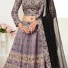 Lavender Ajmer Silk Printed Umbrella Lehenga Party Wear