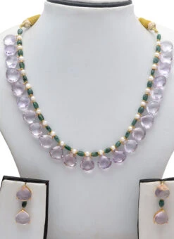 Lavender Alloy Stone Necklace Party Wear -C Bazaar Shop lavender alloy stone necklace jynsjde1648 b