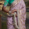 Lavender Benarasi Silk Zari Work Saree Wedding Wear