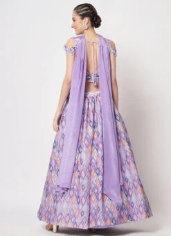 Lavender Chinon Silk Printed Work Umbrella Lehenga Choli Party Wear -C Bazaar Shop lavender chinon silk printed work umbrella lehenga choli ghsom127089 b