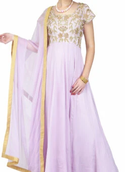Lavender Crepe Anarkali Suit Party Wear