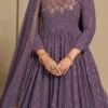 Lavender Faux Georgette Sequins Dresses And Gown Party Wear