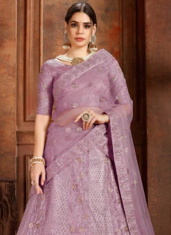Lavender Net A Line Lehenga Party Wear -C Bazaar Shop lavender net a line lehenga ghmkns3304 b