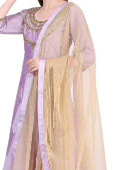 Lavender Taffeta Silk Embroidery Anarkali Suit Party Wear