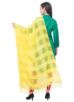 Lemon Yellow Cotton Weaving Work Dupatta Work Wear -C Bazaar Shop lemon yellow cotton weaving work dupatta dpdmimfd095 b
