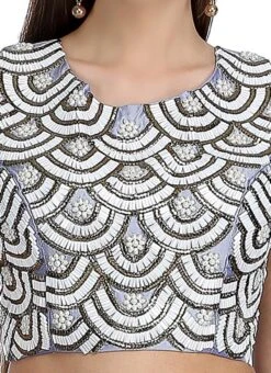 Light Blue Art Silk Embroidered Blouse Festive Wear