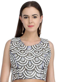 Light Blue Art Silk Embroidered Blouse Festive Wear -C Bazaar Shop light blue art silk embroidered blouse bldiw24 u