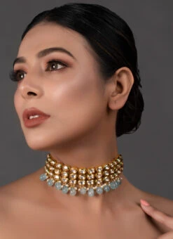 Light Blue Choker Set Party Wear 5 Light Blue Choker Set Party Wear -C Bazaar Shop light blue choker set jyndfemch008 b