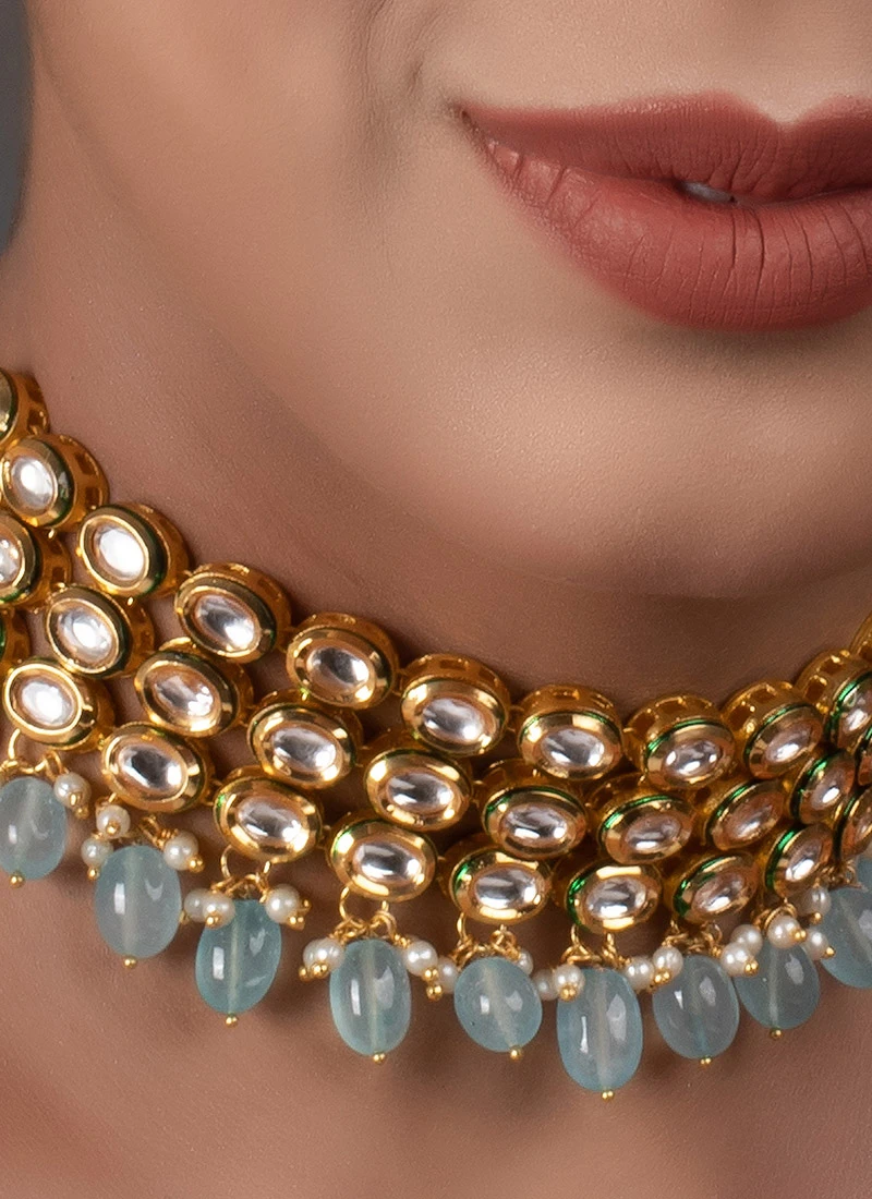 Light Blue Choker Set Party Wear 1 Light Blue Choker Set Party Wear