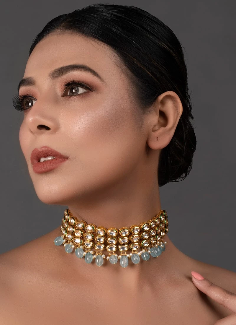 Light Blue Choker Set Party Wear 2 Light Blue Choker Set Party Wear - Image 2