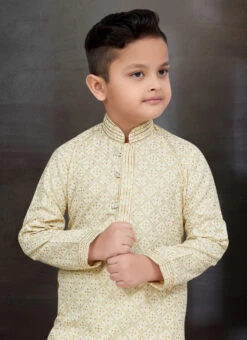 Light Gold Blended Cotton Printed Kids Boys Kurta Pyjama Festive Wear 5 Light Gold Blended Cotton Printed Kids Boys Kurta Pyjama Festive Wear -C Bazaar Shop light gold blended cotton printed kids boys kurta pyjama kdbmss6241 b