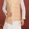 Light Gold Jacquard Silk Jacquard Nehru Jacket