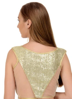 Light Gold Net Sequins Blouse Festive Wear -C Bazaar Shop light gold net sequins blouse bldiw8 b