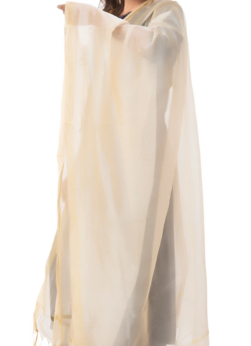 Light Golden Chanderi Cotton Dupatta Festive Wear 1 Light Golden Chanderi Cotton Dupatta Festive Wear