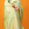 Light Green Color Zari Work Soft Silk Saree Festive Wear