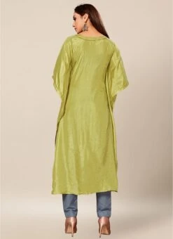 Light Green Dola Silk Kaftan Work Wear -C Bazaar Shop light green dola silk kaftan krsakf1106 b