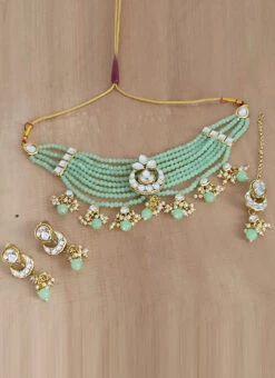 Light Green Necklace Set Party Wear 5 Light Green Necklace Set Party Wear -C Bazaar Shop light green necklace set jynsmkns14300b b