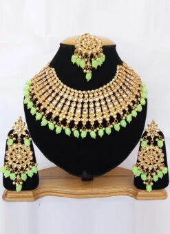 Light Green Necklace Set Wedding Wear -C Bazaar Shop light green necklace set jynsmniczb124 b